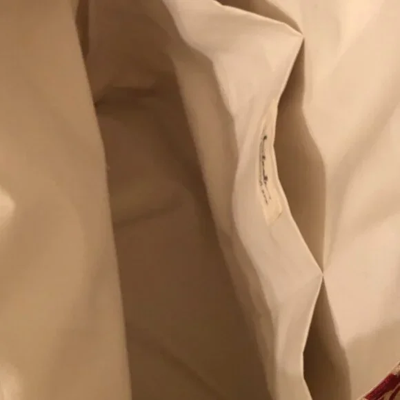 Red & Beige Floral Large Tote Bag / Canvas Fabric Beach Bag Handmade Purse NEW! - Picture 4 of 5